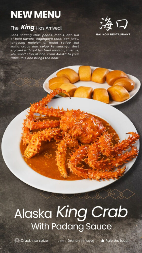 Alaska King Crab with Padang Sauce di Hai Kou Restaurant Medan: Sensasi Seafood Premium yang Wajib Dicoba